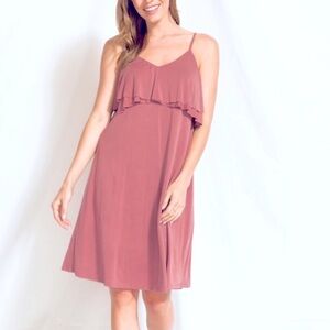 MYSTREE Tiered Slip Dress in Desert Rose